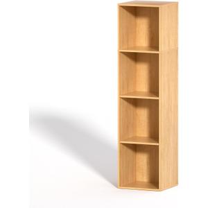 4 Cube Storage Organizer, 4 Tier Cube Bookcase Freestanding Storage Display Organizer for Home Office, Four Cubes Open Shelf Bookshelf (Oak, 4 Cube)