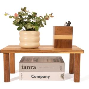 RiLiKar Acacia Wooden Desktop Organizer Shelf Kitchen Cabinet and Counter Riser Display Shelf for Top of Desk Home Office Bathroom Coffee Table Display Stand