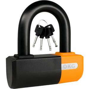 OKG Heavy Duty Small U Lock  18mm Anti-Cut Manganese Alloy Steel U-Shackle | Dual-Deadbolt Anti Theft Motorcycle Lock for eBike/ATV/Trailer | Drill-Proof & Weatherproof (4 Keys, No Security Chain)