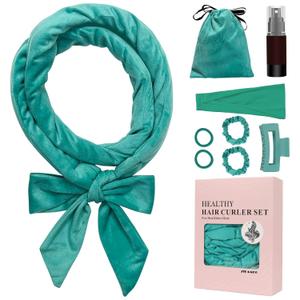 ZILAMPU No Heat Curling Rod Headband for Women & Girls, 70" Velour Overnight Hair Curlers Wrap for Long, Lazy Curls - Blue-green ZILAMPU No Heat Curling Rod Headband for Women & Girls, 70" Velour Overnight Hair Curlers Wrap for Long, Lazy Curls - Blue-green