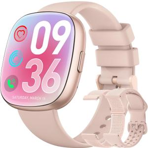 Smart Watch for Women Fitness Tracker: Fitness Watch with Blutooth Call 24/7 Heart Rate SpO2 Sleep Monitor IP68 Waterproof 120+ Sport Mode Activity Trackers Compatible iPhone Android Phones (3 Bands) (Pinksand)
