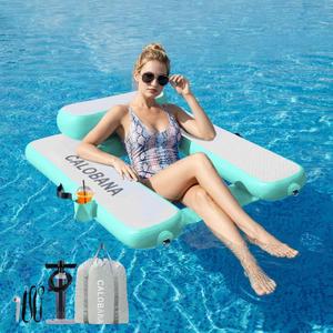 CALOBANA Inflatable Floating Chair, Heavy Duty Pool Floats Adult Lounger with Cup Holder, Large Water Floaties for Lake, Ocean, River, Swimming Pool, Party, 50"L x 45"W