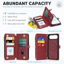 TUCCH Detachable Crossbody Case Wallet for iPhone Air 6.5", Wireless Charging | RFID Blocking 9 Card Holders | Lanyard | Wrist Strap | Stand | Zipper Pocket | PU Leather | Magnetic Cover | Dark Red