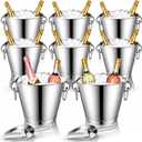 meekoo 8 Pcs 4 Quart Champagne Bucket Wine Bucket Metal Ice Container with 2 Pcs 6 oz Ice Scoop and Handles Stainless Steel Drink Cooler Cocktails Wine Chiller Beer Tub for Bar Party BBQ Banquet