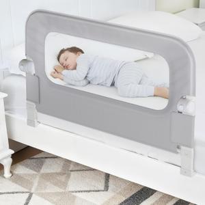 NUTIKAS Baby Bed Rail Guard for Toddlers - 35.1" Toddler Bed Side Rails for Crib, Twin, Full, Queen Bunk Size Bed Swing Down Bedrail Extral Tall Child Safety Side Railing Guards for Kids (36 Inch, Grey)
