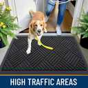 OLANLY Front Door Mat Outside Entrance 47x32, Absorbent, Heavy Duty Sturdy Natural Rubber Doormat Indoor Outdoor, Stain and Fade Resistant, Non-Slip Low Profile Floor Mat for Entryway, Black Diamond