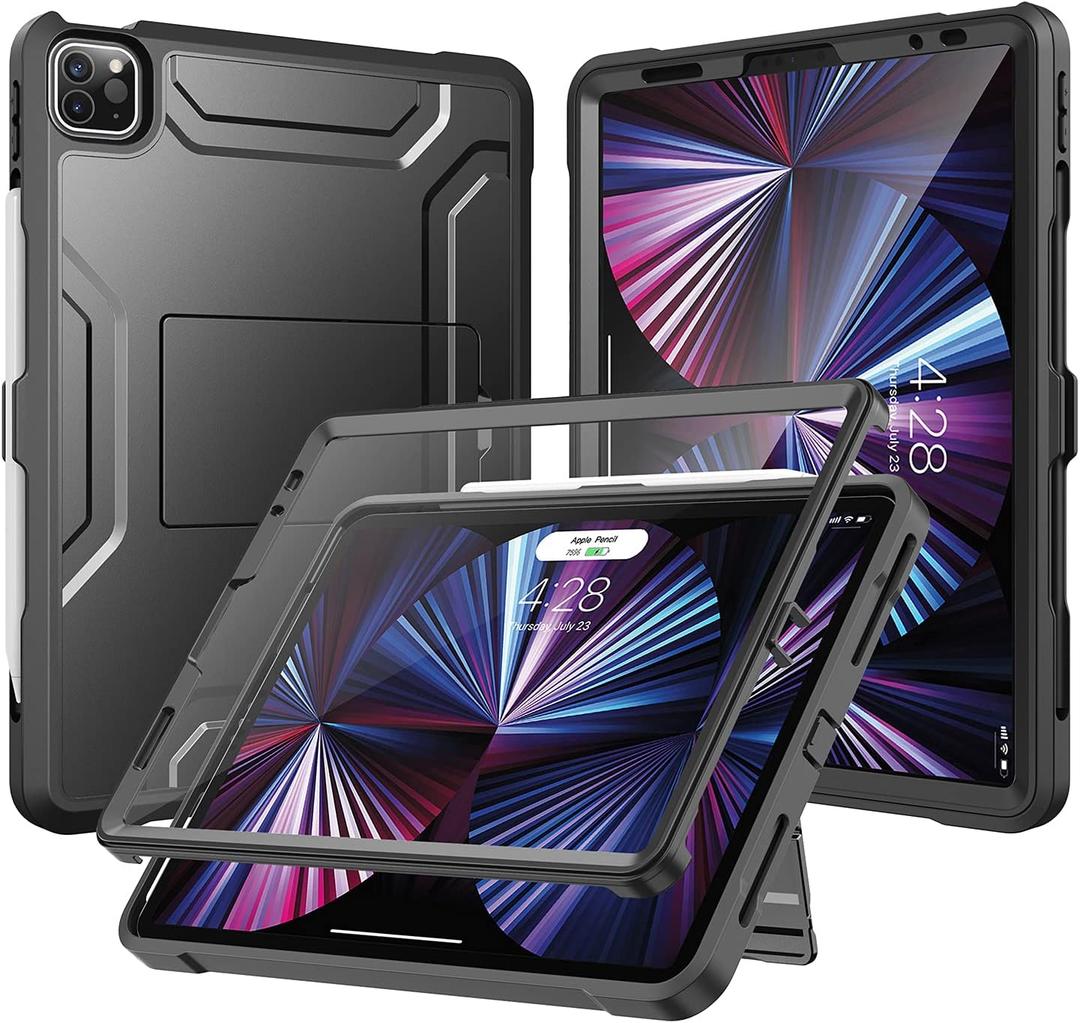 Soke Case for iPad Pro 11 Inch 2022/2021/2020/2018/iPad Air 5th/4th Generation,Built-in Screen Protector - Support 2nd Apple Pencil Charging - Heavy Duty Rugged Protective Kickstand Case - Black Soke Case for iPad Pro 11 Inch 2022/2021/2020/2018/iPad Air 5th/4th Generation,Built-in Screen Protector - Support 2nd Apple Pencil Charging - Heavy Duty Rugged Protective Kickstand Case - Black