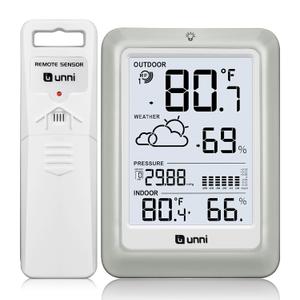 Wireless Weather Stations, with 330ft Range Sensor and Adjustable Backlight Inside Outside Monitor (White)