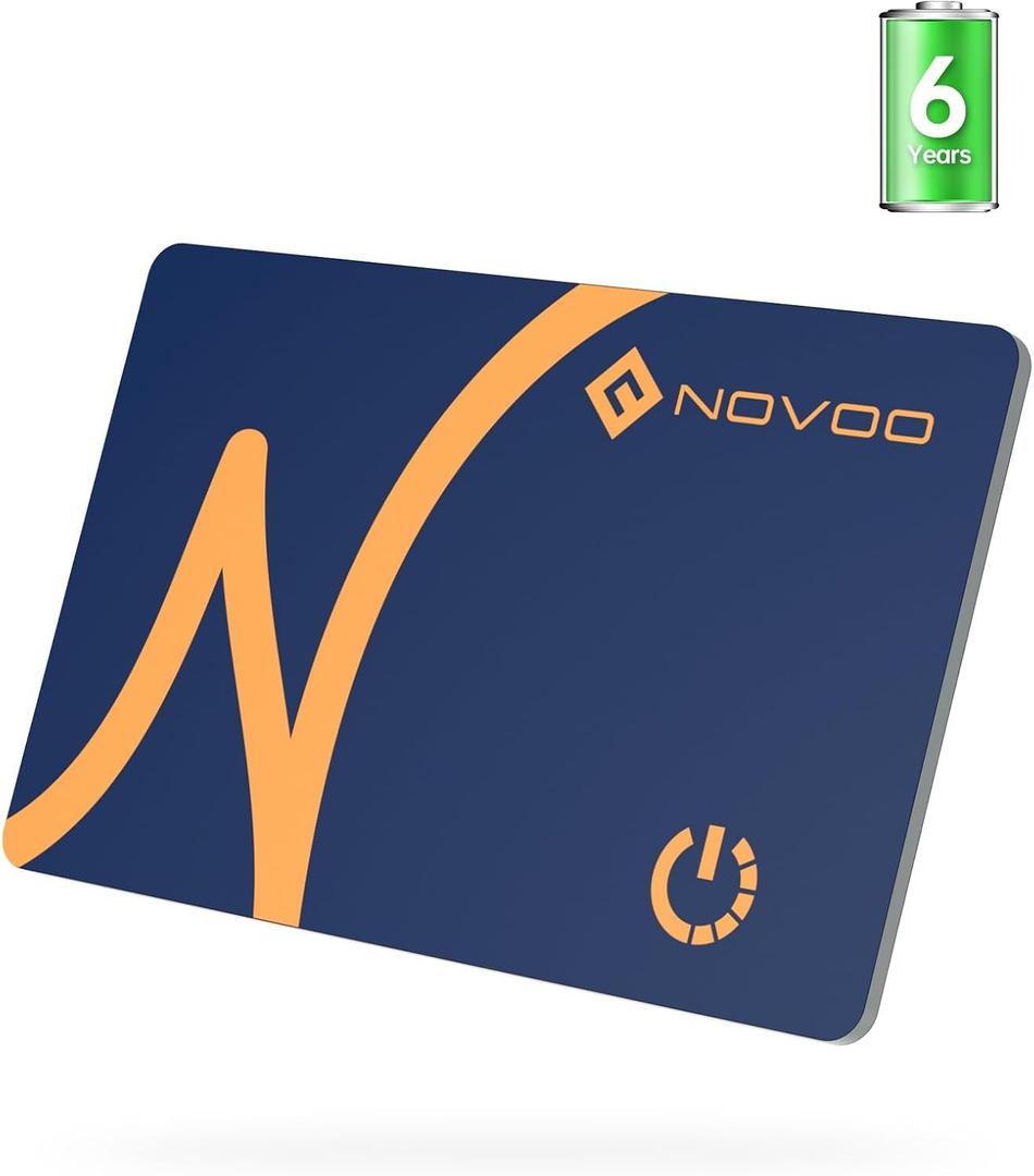 NOVOO SmartCard Tracker Card, iOS Only Bluetooth Tracker with Apple Find My, Slim Wallet Finder for iPhone, 6-Year Battery, Waterproof GPS Key Finder for Bags, Passport, 1 Pack (BL)
