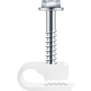 2 x White Cable Clips with Inserted Screws, Flexible Single Cable Screw Clips, Electrical Wire Fastener, 100 PCS