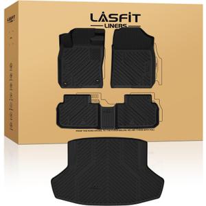LASFIT Floor Mats & Trunk Mat for Honda Civic Hybrid Sedan 2025 2026 Only, All Weather TPE Custom Fit Car Floor Liner, 1st & 2nd Row & Cargo Mat, Black (Not for Civic Hybrid Hatchback)