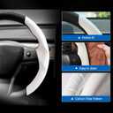 Canvcle Steering Wheel Cover for Telsa Model 3/Y 2016-2025 2026 Highland/Juniper Accessories Carbon Fiber Steering Wheel Cover Protector Non-Slip, Comfortable, Breathable, Model 3/Y Accessories, White