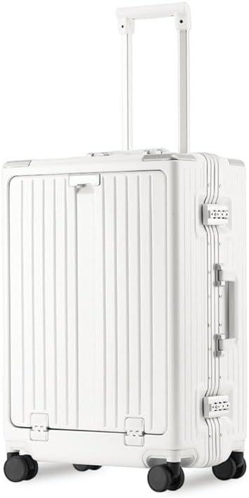 Carry On Luggage 22x14x9 Airline Approved Aluminum Frame, 20 Inch Hard Shell Carry On Luggage, Suitcase Carry-on Zipperless Luggage, TSA Approved (White)