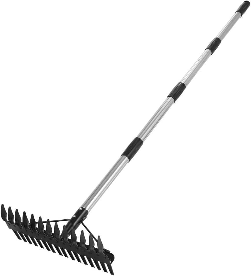 Thatch Rake - 63 Inch Dethatcher Rake with Upgraded Dual-Action Tines, Adjustable Efficient Garden Tool for Lawns Dead Grass
