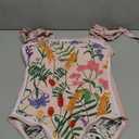 SKAYS Reversible Floral One Piece Swimsuit Women Bathing Suit Vintage Cute with Adjustable Straps Swimwear (10-12, Pink)