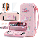 GLDRAM Pink Carrying Case for Nintendo Switch 2, Cute Girly Accessories Kit with Portable Travel Storage Bag, Hard Shell Protective Cover Skin, Screen Protector, Shoulder Strap & 2 Thumb Grips