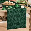 2 x Artoid Mode Green Soft Plush Faux Fur Jacquard Heart Clover St. Patrick's Day Table Runner, Seasonal Kitchen Dining Table Decoration for Home Party Decor 13x72 Inch