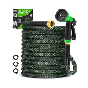 Garden Hose 50ft, Non-Expanding Water Hose, Lightweight, Kink Free, Sturdy, Leak-Proof, Portable, Flexible Hose with 10 Function Nozzle for Outdoor, Yard, Lawn, Car Wash and Camper Use