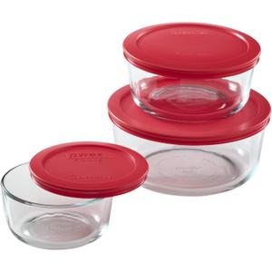 Pyrex Simply Store 6-Piece Round Glass Food Storage Set Made in the USA