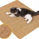 Cat Scratcher Mat,Natural Sisal Cat Scratch Pad with Hook&Loop Tape,Horizontal Floor Kitten Scratching Pads Rug for Indoor,Pet Furniture Protector for Couch&Carpets&Sofas, Large, Brown (1 Pack-L (31.5'' X 23.6"))