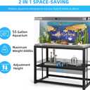 VOWNER 55-75 Gallon Fish Tank Stand - Metal Aquarium Stand, 48.4" x 14.9" x 29.5" Heavy Duty Reptile Tank Stand, Adjustable 2-Tier Fish Tank Rack Shelf for Home Office, Tank not Included, Black