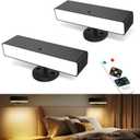 iThird Rechargeable Battery Operated Wall Sconce Set of 2: Wireless Black Wall Lights Battery Powered Magnetic 360 Rotation Cordless Scone Adhesive LED Wall Mount Lamp for Bedroom Reading Picture RV
