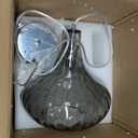 Hammered Glass Pendant Light - 11" Vintage Industrial Farmhouse Fixture for Kitchen Island, Dining Room & Entryway, Smoke Gray Ceiling Hanging Light with Chrome Finish,Easy Install Modern Chandelier