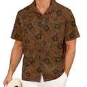 Century Star Mens Hawaiian Casual Floral Shirts Summer Tropical Beach Short Sleeve Button Down Shirt Orange Flower Small