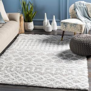 Livabliss Hapsburg Moroccan Shag Area Rug, 5'3" x 7'3", Light Gray