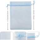 Jexila 100PCS Baby Blue Organza Bags 4''X6'' Small Mesh Bag Drawstring Jewelry Gift Bag for Baby Shower Birthday Party Favor Pouch Goodie Candy Bags