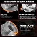Pair 513294 Front Wheel Bearing Hub Assembly Compatible with Nissan Altima 2007 2008 2009 2010 2011 2012 (Fits 2.5L 4-Cylinder Models Only), for 2013 Altima 2.5L Coupe Only, 5 Lug w/Encoder ABS