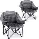 2 Pack Oversized Camping Chair for Adults, Portable Heavy Duty Padded Outdoor Chairs with Phone Pouch and Side Cup Holder for Camping, Fishing, Beach, Sports, Supports 500lbs