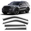 Shatterproof Taped-On Window Deflectors for Ford Explorer 2020-2025, Rain Guards, Window Visors for Car, Vent Deflector, 4pcs