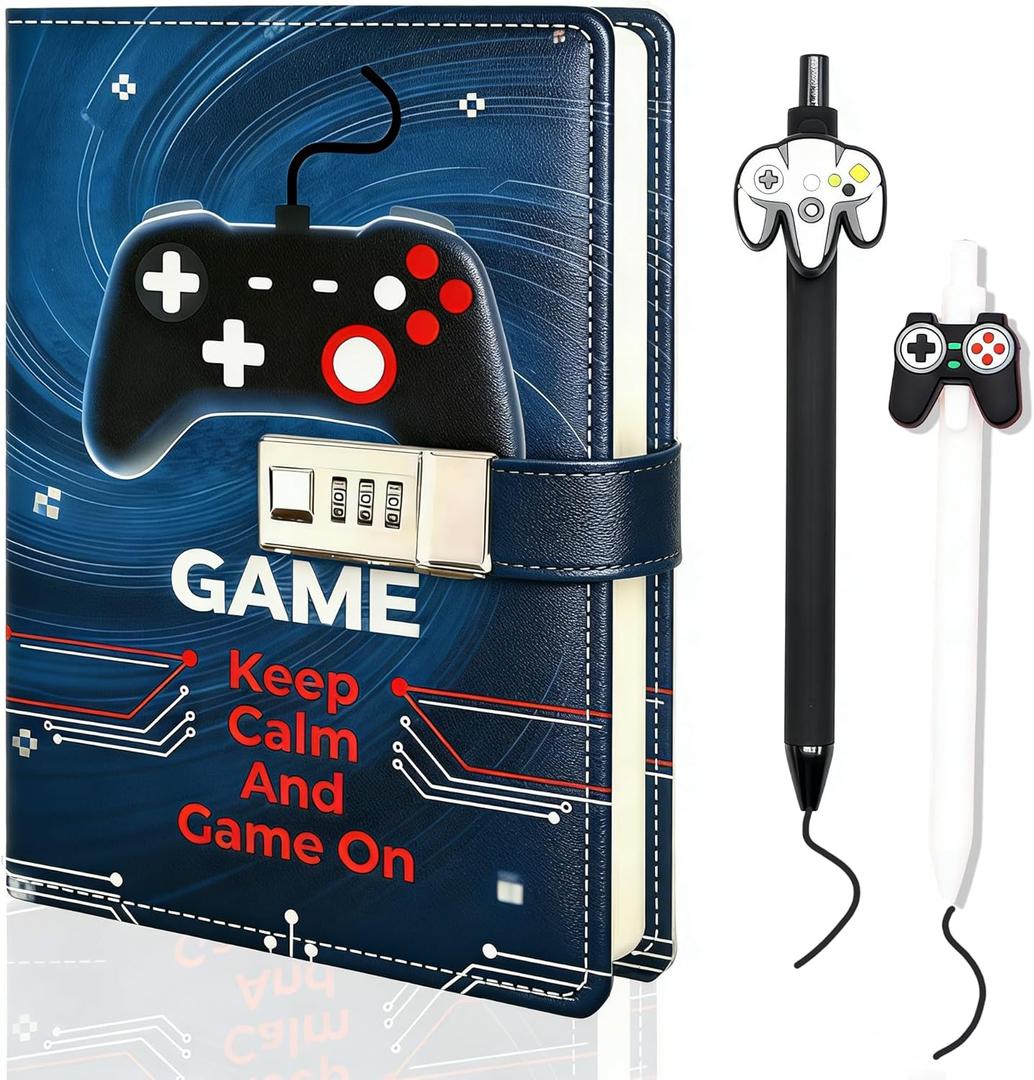 Boys Journal with Lock, Video Game Diary for Teen Boys 10-18, Birthday Gifts for Boy Journal with Pen, Gaming Notebook Writing Drawing Back to School Gifts for 10-16 Teenages