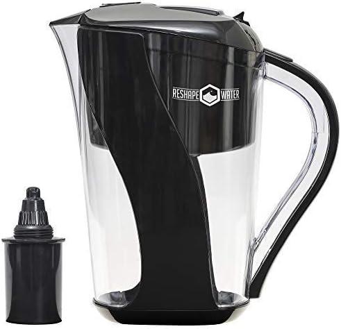 10- Cup Pitcher with 6-Stage Filter. Removes Fluoride, Chlorine, Lead, and Other Volatile Organic Compounds. Increases PH. Improves Taste. Replacement Filters Cost 25% to 33% Less.