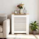 Wisfor Deep Tall Radiator Cover Cabinet: External 36.4inch Height Heater Covers with Natural Wood Texture Top - Inner 35.6inch Thickened MDF Radiator Shelf for Home (Horiz‌-S 35.6x27.9x7.1in), 36.4x30.71x7.87 inches