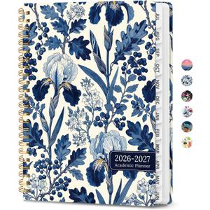 Planner 2026-2027, Academic Year Monthly & Weekly Planner Caledndar, July 2026 - June 2027, Hardcover Large Planning Agenda Book with Tabs for School Office Supplies, 8.5" x 11" - Blue Heirloom