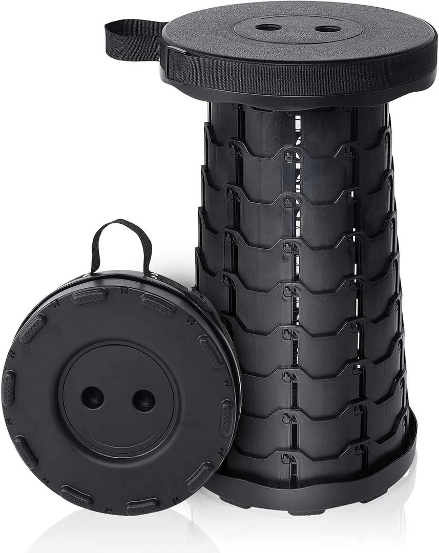 Foldable Telescoping Stool Portable, Retractable Stool for Adults, Upgraded Collapsible Folding Seats with Load Capacity 550lbs, Camping Stools for Adults (Black)