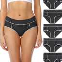 wirarpa Women's Cotton Underwear Stretch Mid Waisted Briefs Ladies Panties 5 Pack, XS