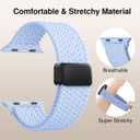 Braided Stretchy Band Compatible with Apple Watch Bands Women Men, Soft Nylon Solo Loop Magnetic Sport Strap for iWatch Slate Blue, 44mm/45mm/46mm/49mm/(42mm-series 3 2 1)