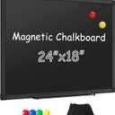 SELEAD Magnetic Chalkboard 24 x 18 Inches - Black Aluminum Frame Chalk Board Words Sign Wall Decor Plaque for Business, Menu, School, Office - Magnet Bulletin Display Board Pizarra