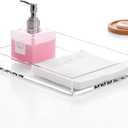 DINGHUO Acrylic Perfume Bathroom Vanity Counter Tray, Clear 9.45"x7.09"x1.38" Rectangle Countertop Organizer for Jewelry Candles Soap Makeup Toilet Tank Kitchen - 1 Pack