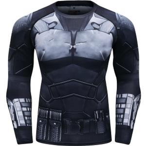 Red Plume Men's Compression Sports Shirt Cool 3D Bat Long Sleeve Tee (XL, Bat A)