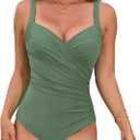 TASHEHE Women's One Piece Swimsuit Sexy Push Up Underwire Bathing Suit Ruched High Waisted Tummy Control Swimwear