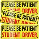 JUSTTOP 3pcs Student Driver Magnet for Car, Please Be Patient Student Driver, New Drivers Sticker Safety Warning, Magnetic Reflective Rookie Driver Bumper Sticker (Black&Red)