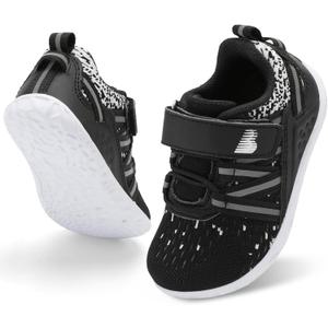 BARERUN Baby Sneakers Toddler Shoes Soft Anti-Slip Sole Newborn First Walkers Infant Toddler Breathable Athletic Running Shoes (Black)
