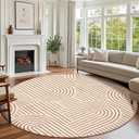 ROYHOME Washable Rug 6ft Area Rugs, Abstract Rug for Bedroom, Soft Rainbow Non Slip Throw Rugs with Rubber Back, Low Pile Stain Resistant Boho Geometric Carpet for Dining Room,Orange