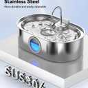 3.4Gal Dog Water Fountain for Large Dogs, 13L Stainless Steel Large Pet Fountain with Deeper & Wider Drinking Area, Automatic Dog Water Bowl Dispenser with Water Window(with 7 Filters) (Silver)