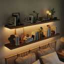 LED Floating Shelves 60" Set of 2, Special Brown, 2T60IN