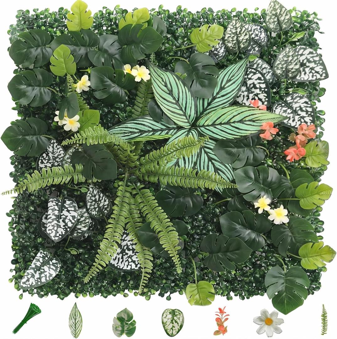 6 Pack 20"x20"Grass Wall Panels-Artificial Boxwood Panels for Greenery Wall Backdrop,UV-Protected Greenery Wall Backdrop Faux Greenery for Indoor Outdoor Decor,Garden Fence,Wedding,Privacy Screen